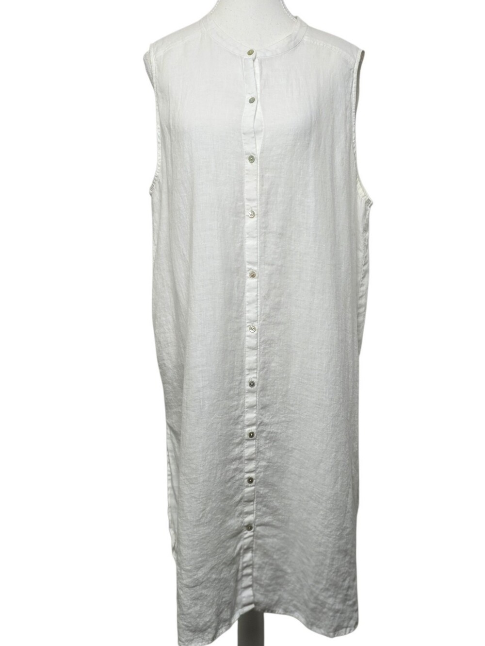 Eileen Fisher White Sleeveless Button-Down Lagenlook Midi XL Dress Relaxed Fit